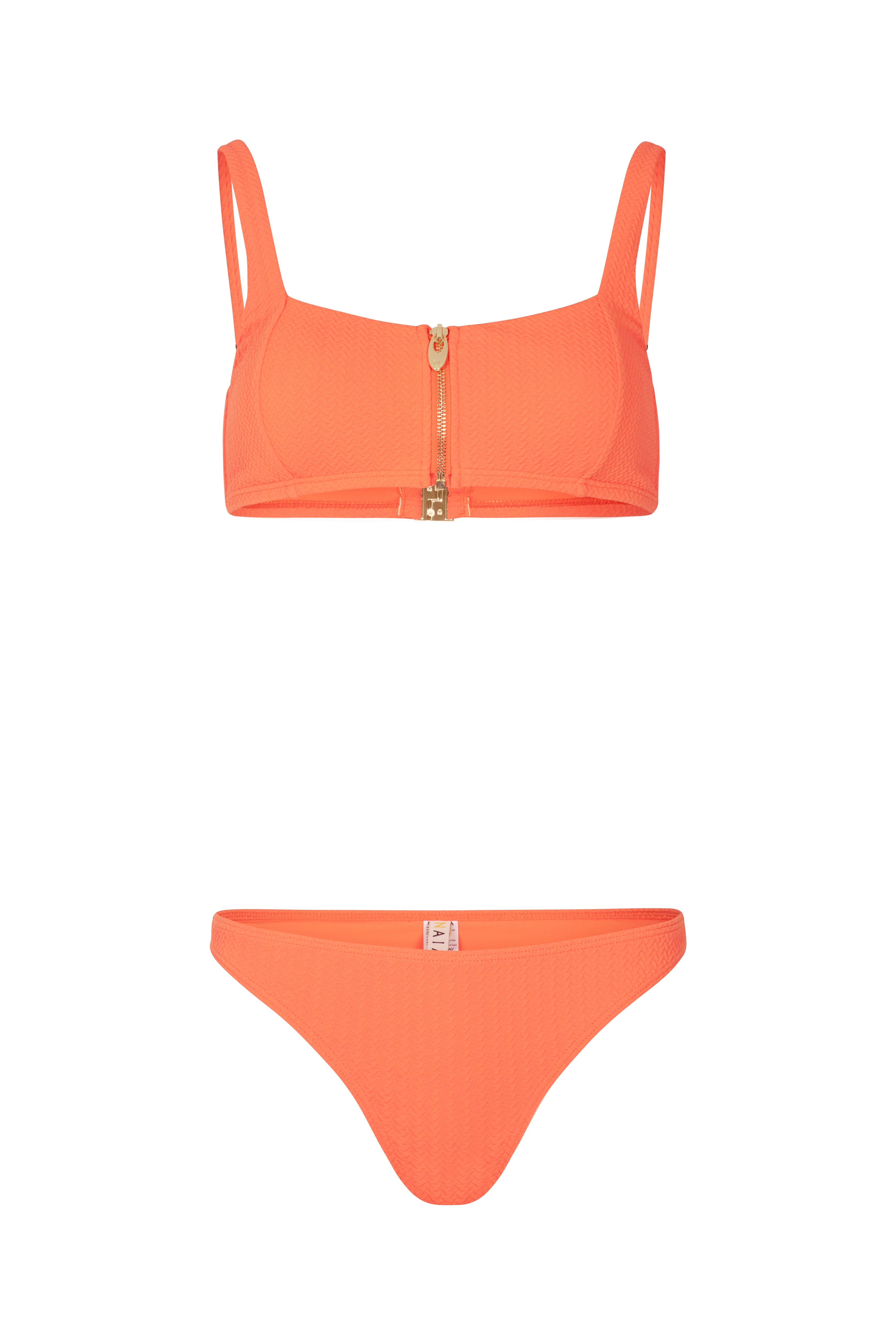 Bahamas Zip Up Bikini Top in Cardamon Orange