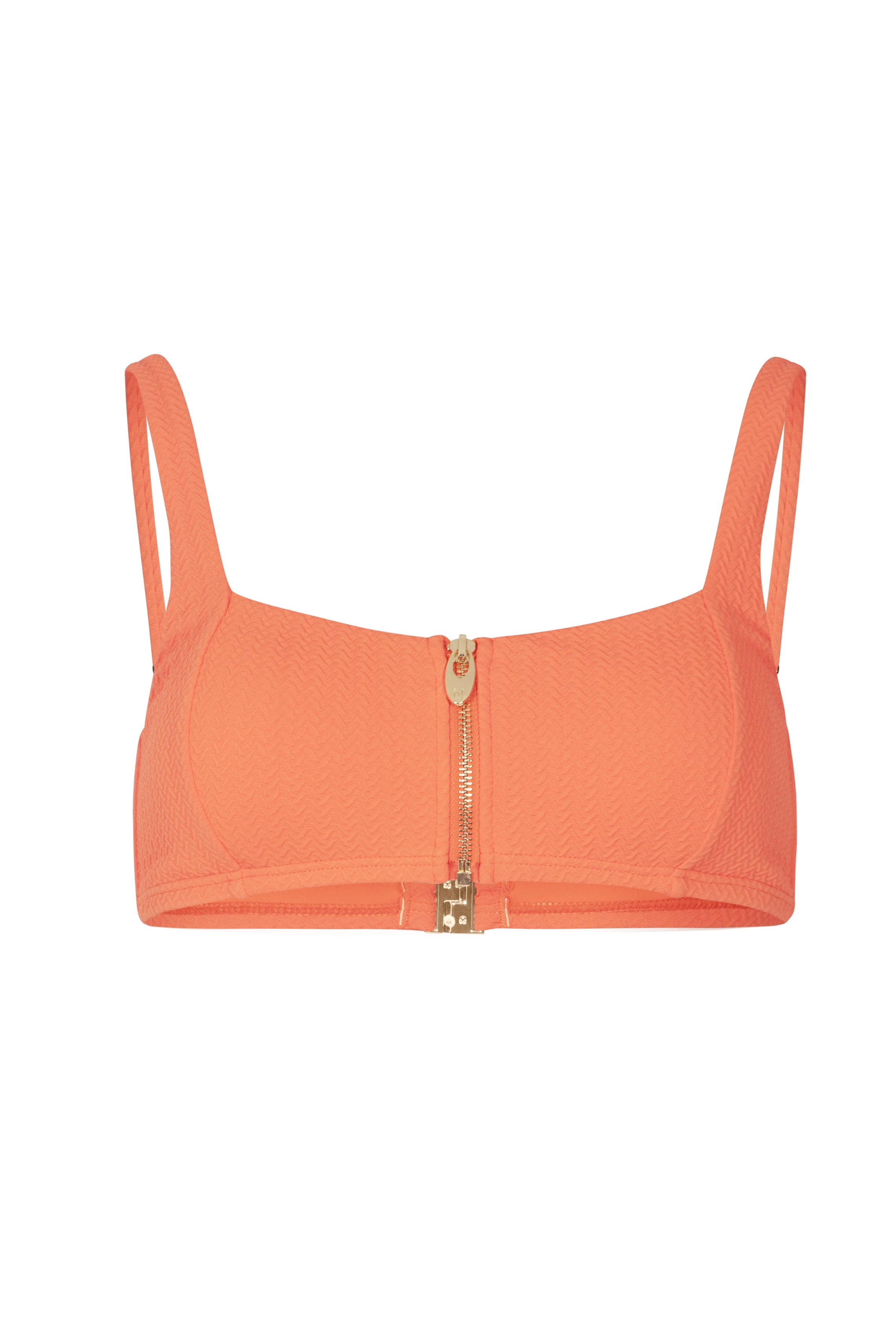 Bahamas Zip Up Bikini Top in Cardamon Orange