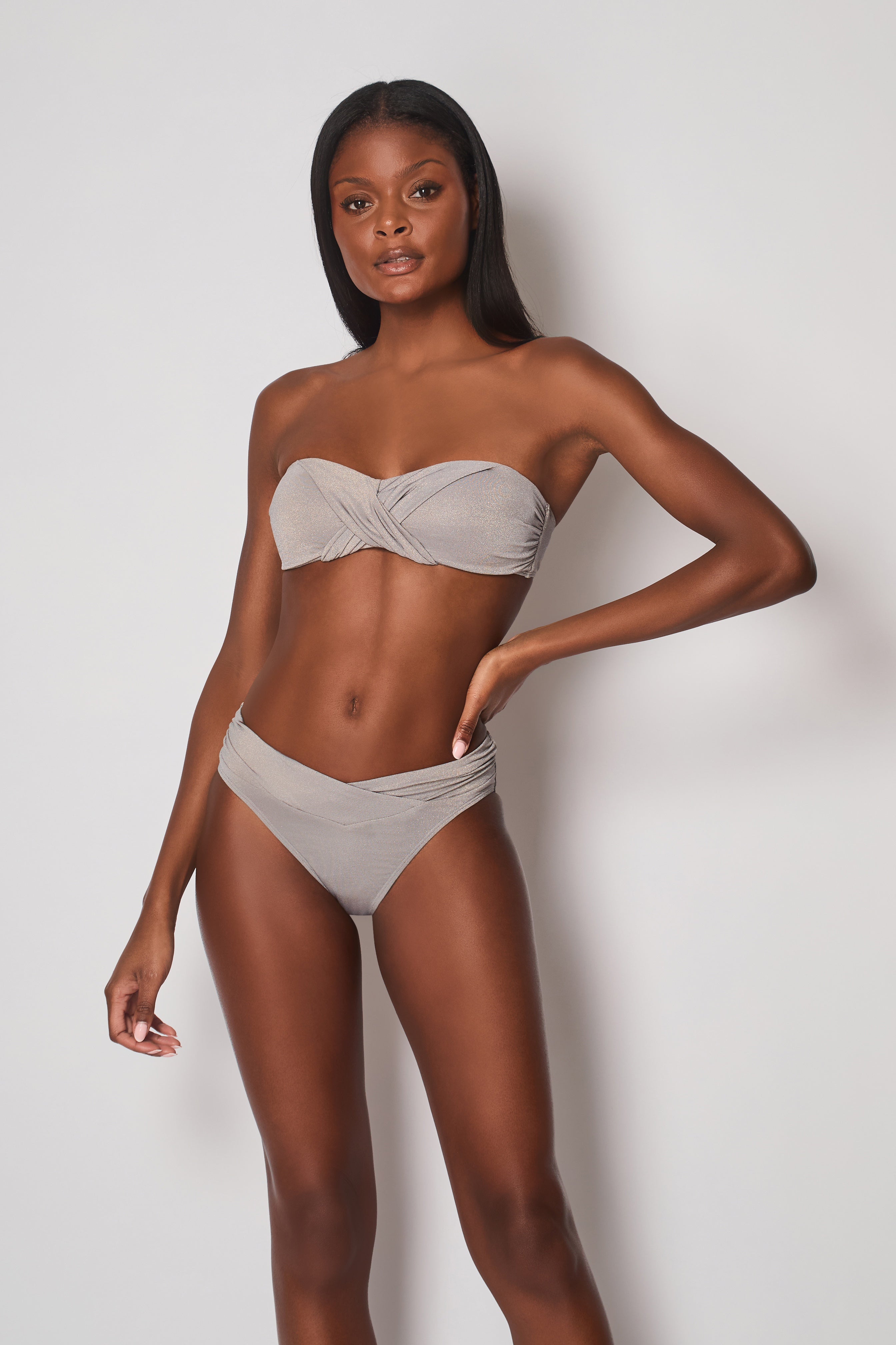 Selene Bikini Brief in Pewter Sparkle