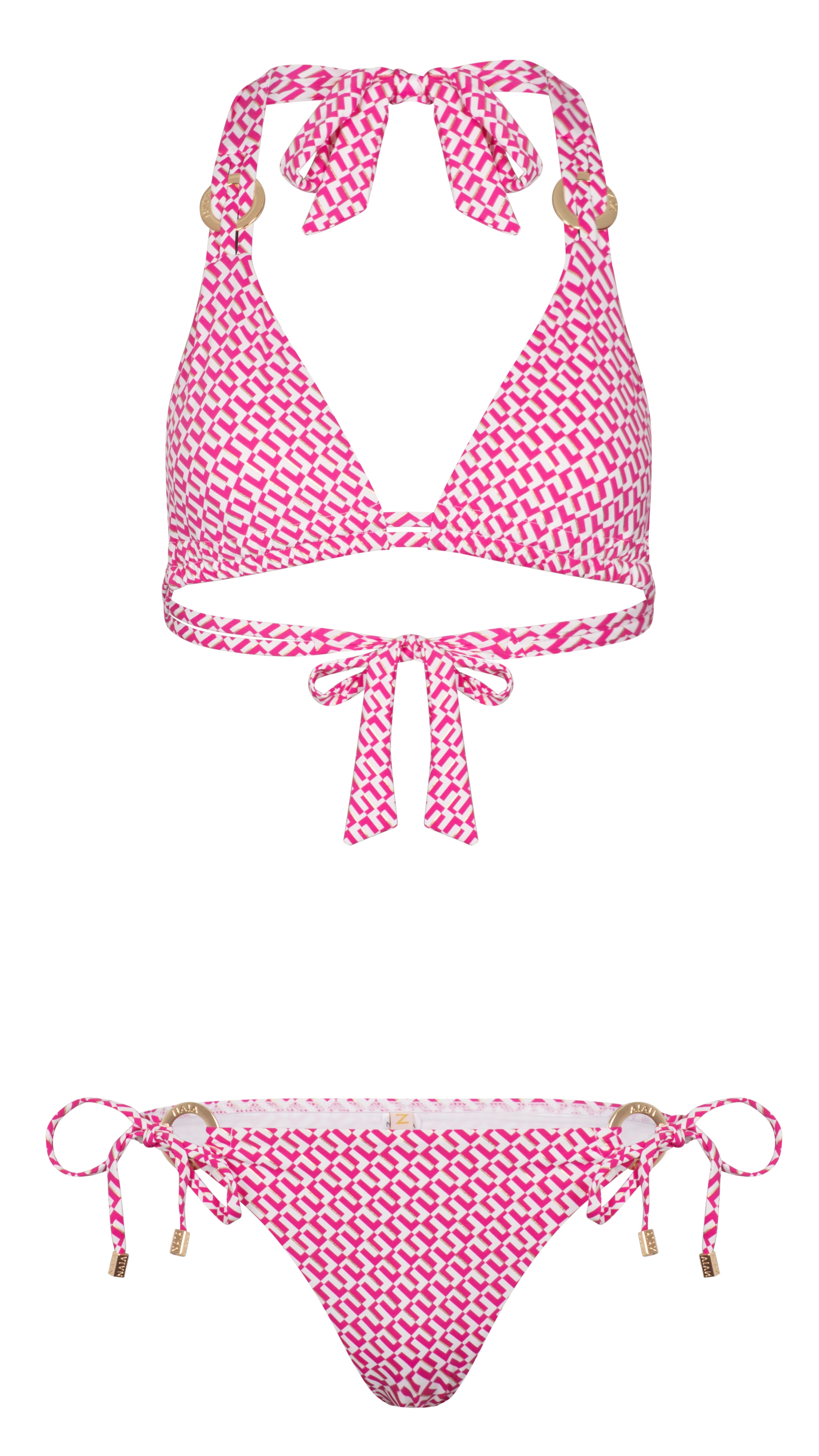 Ursula Triangle Bikini Set in Pink Geo Print