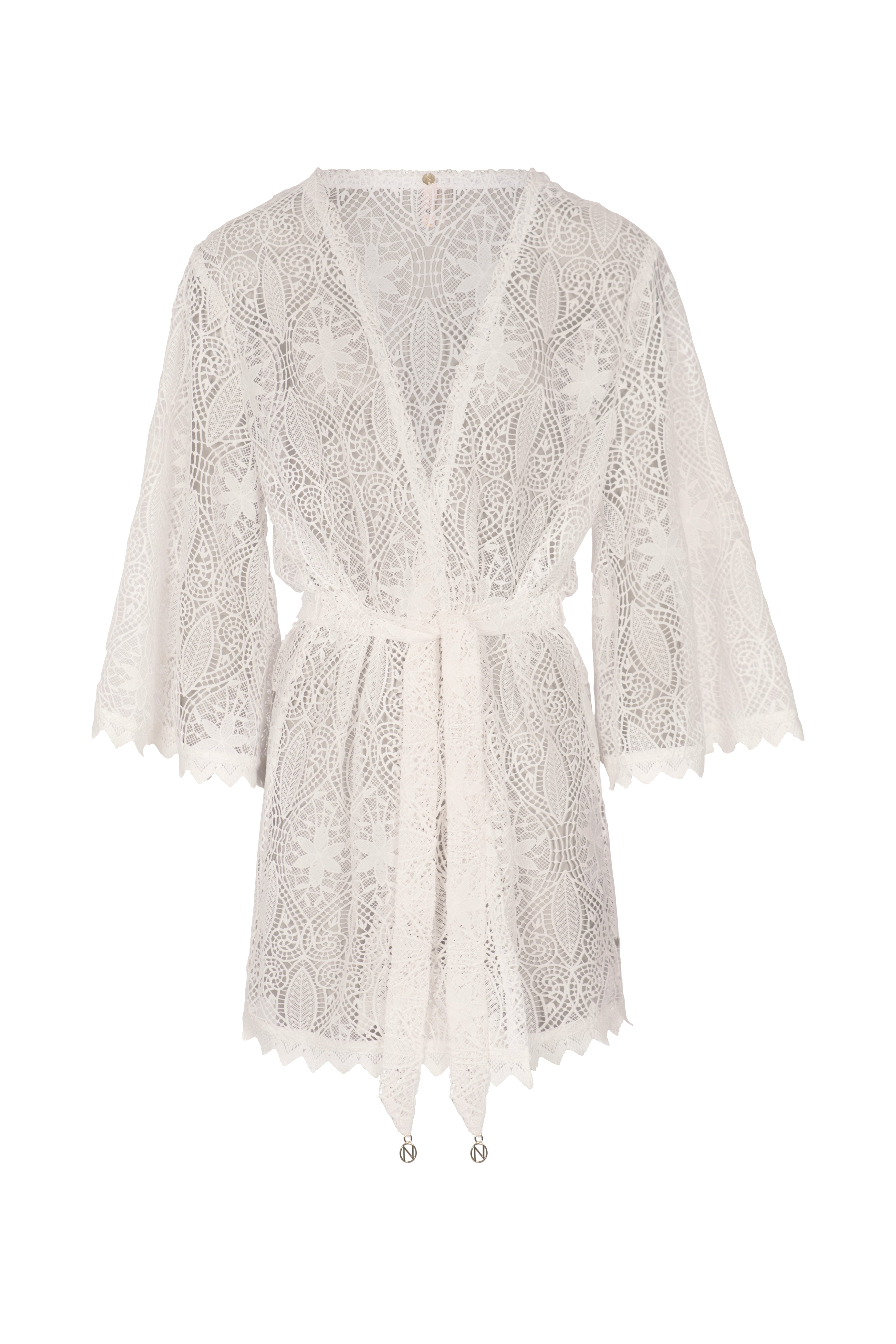 St. Tropez Lace Kimono Kaftan in White