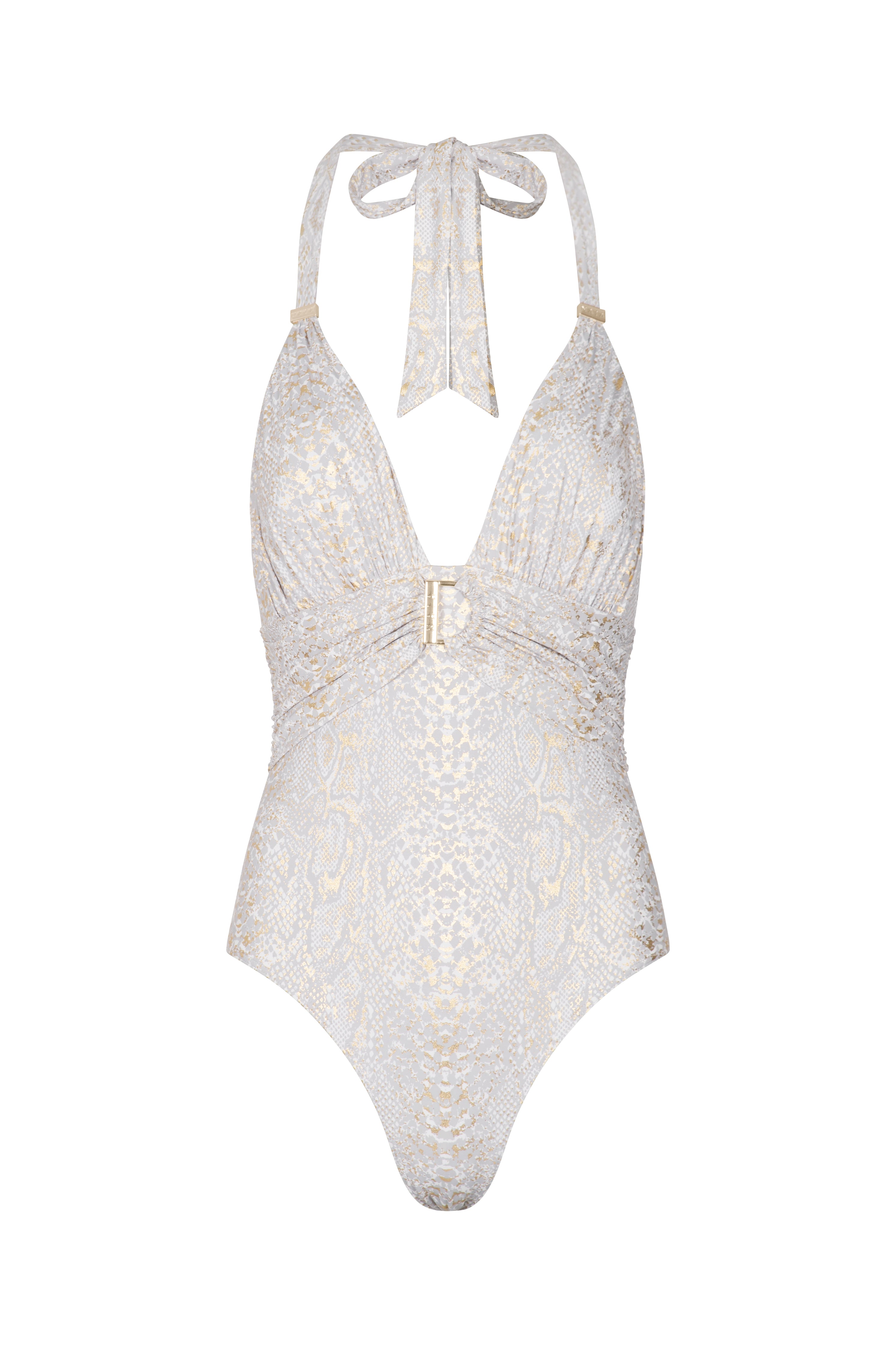 Goldie Swimsuit in Silver Snake Print