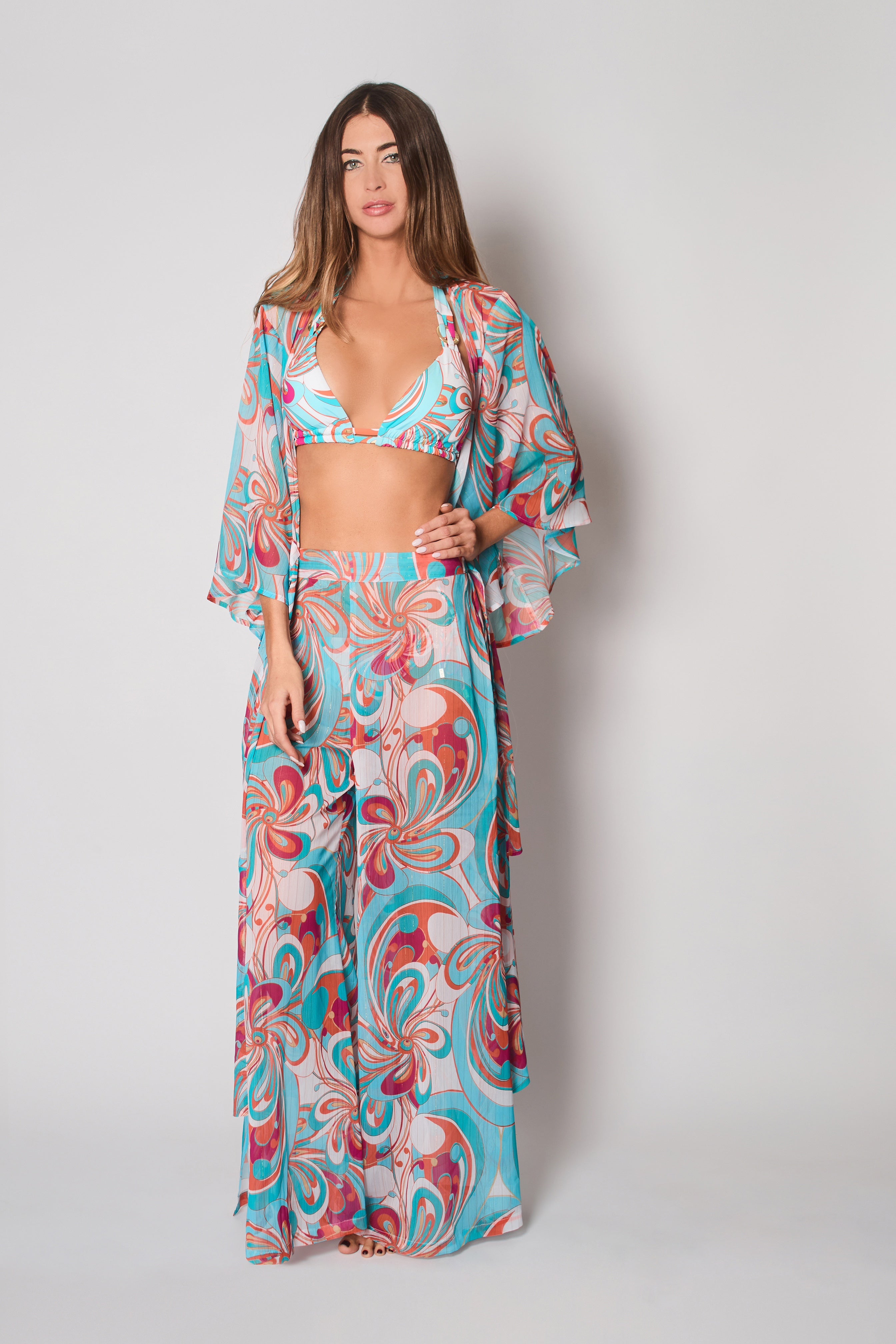 South Beach Side Split Trouser in La Dolce Vita Print