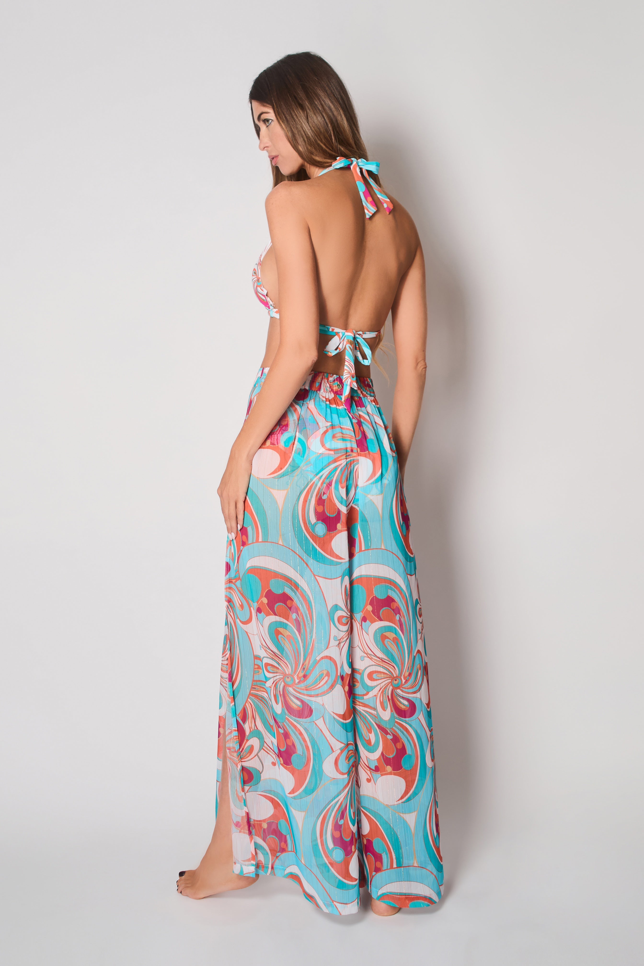 South Beach Side Split Trouser in La Dolce Vita Print